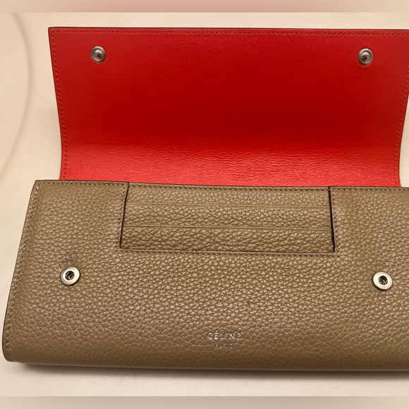 Celine Large Flap Continental Long Double Snap Trifold Wallet Grained Calfskin - Picture 3 of 9